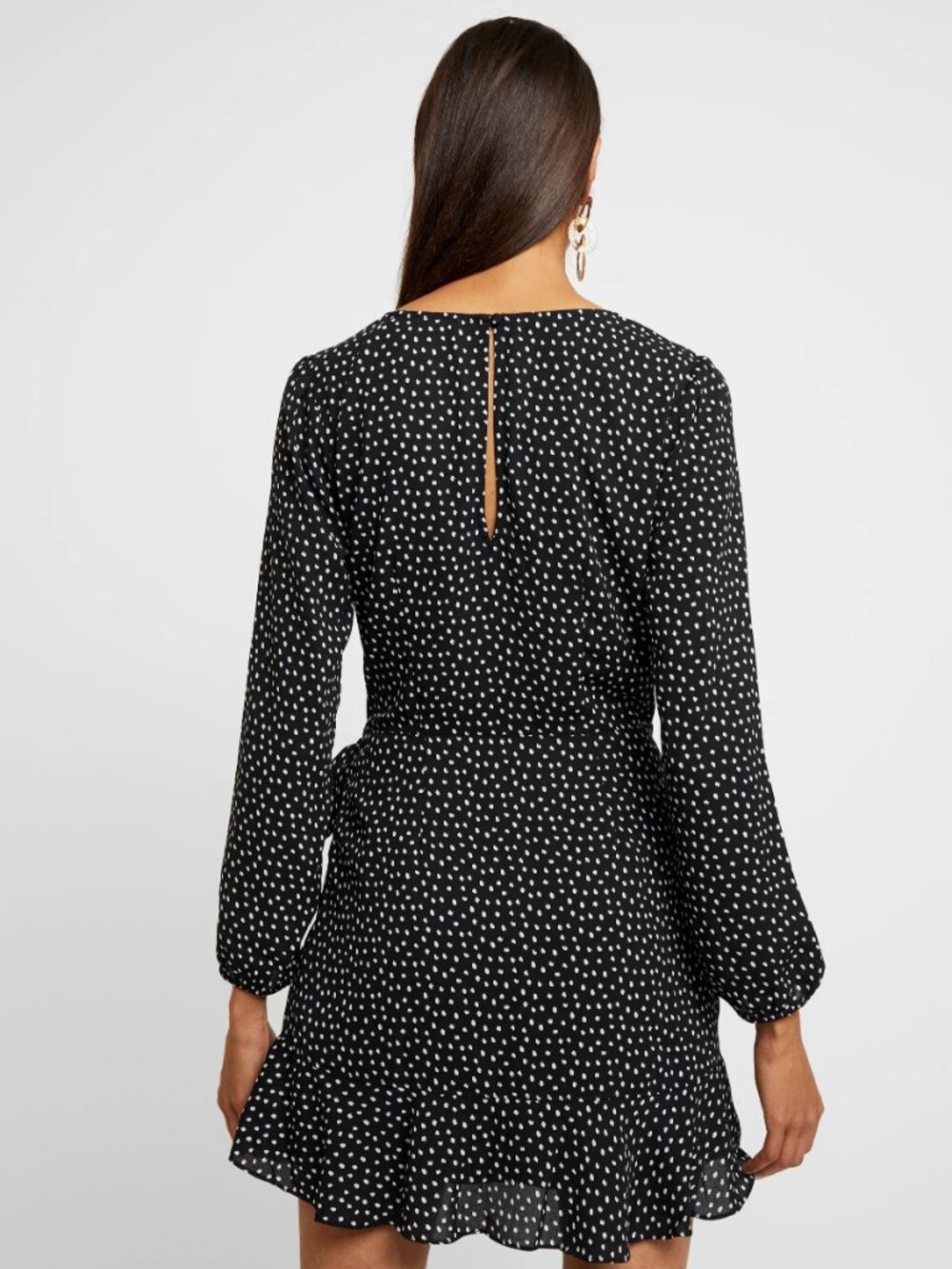 Abercrombie NWT Long Sleeve V-Neck Faux Wrap Mini Dress Size L - Picture 2 of 6